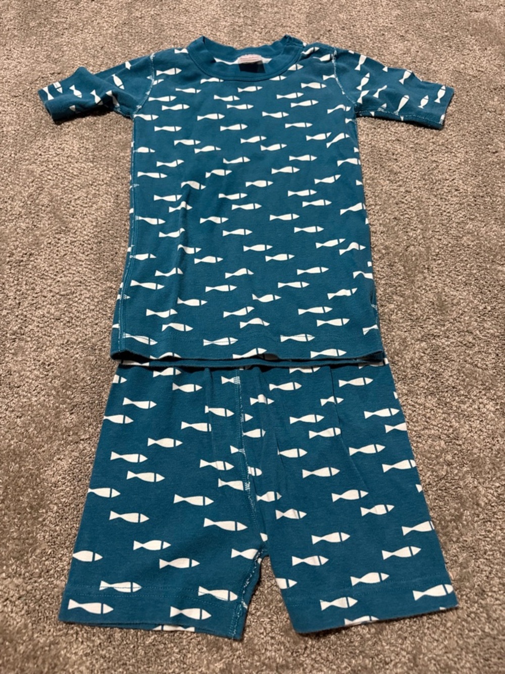 Hanna Anderson 100% cotton pajamas size 6/7 fish pattern super soft